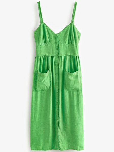 Bright Green Strappy Linen Blend Midi Dress (D21816) | €20.50
