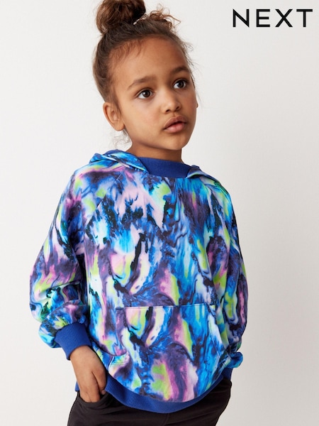 Blue/Lime Green Blurred Printed Hoodie (3-16yrs) (D21905) | €11 - €14