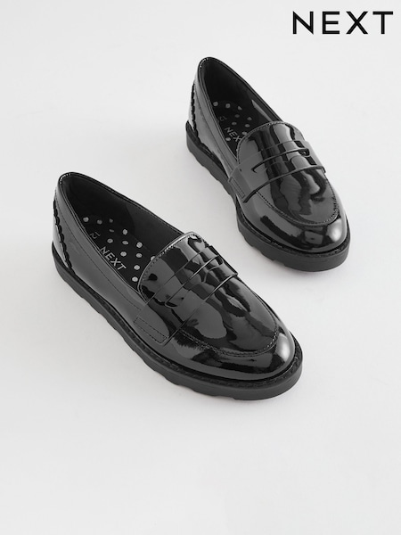 Brevet noir - School Leather Slim Sole Loafers (D21944) | € 39 - 47 €