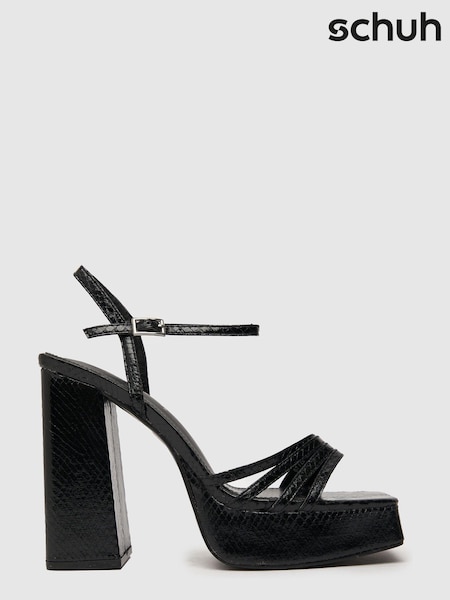Schuh Black Skylar Snake Square Toe Heels (D21952) | €21.50