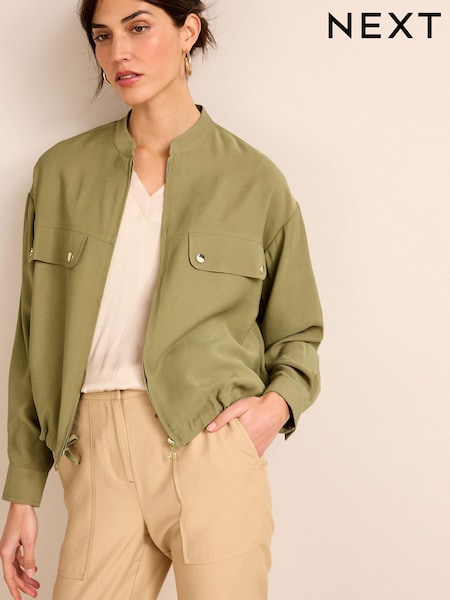 Khaki Green Collarless Jacket (D21955) | €21