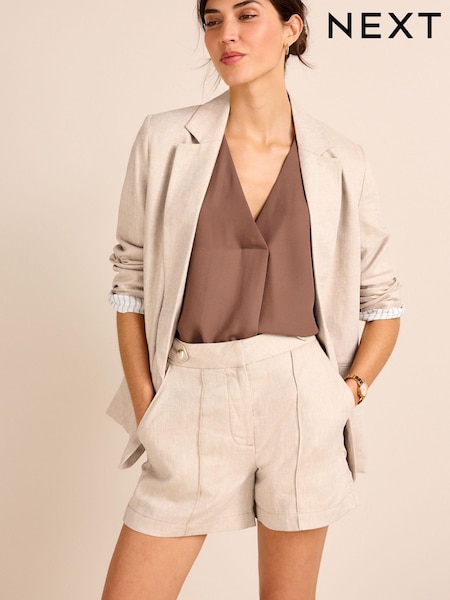 Бежевый - Linen Textured Shorts (D21978) | €4