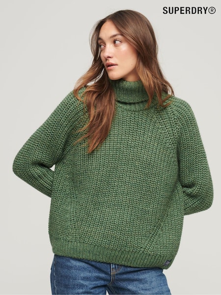Grün - Superdry Slouchy Stitch Roll Neck Knit Jumper (D22157) | 38 €