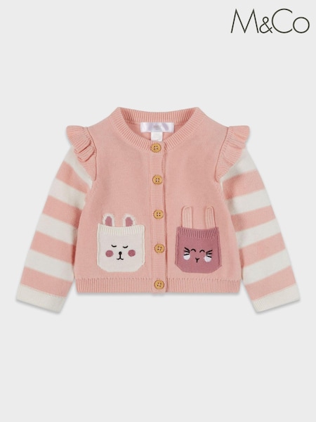 M&Co Pink Bunny Pocket Cardigan (D23506) | €4