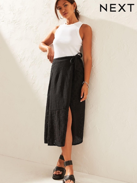 Schwarz - Broderie Wrap Skirt (D23831) | 16 €