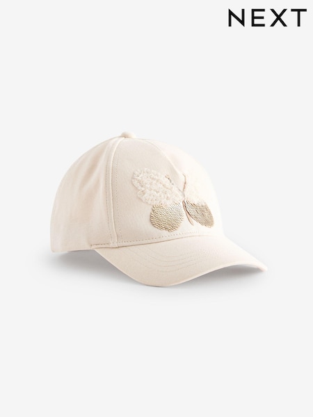 Cream Butterfly Sequin Cap (3-10yrs) (D23861) | €11 - €12