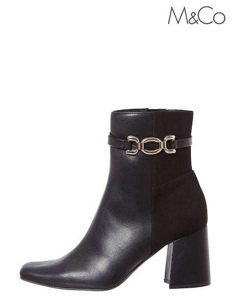 M&Co Black Heeled Strap Buckle Boots (D24450) | €11.50