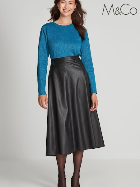 M&Co Black PU Midi Skirt (D24452) | €10