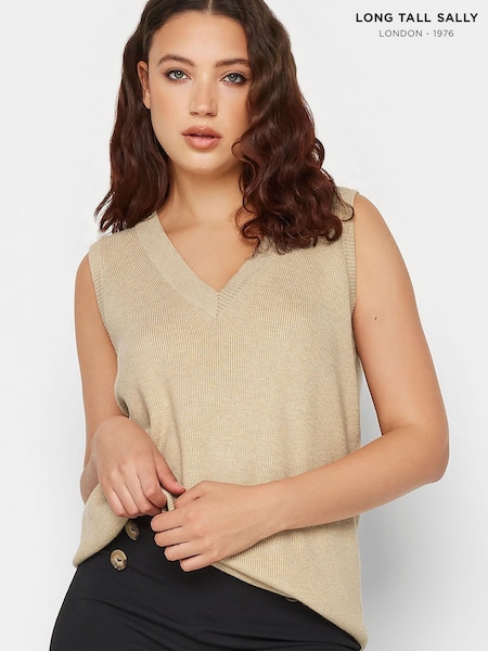 Long Tall Sally Natural V-Neck Kniited Vest (D24605) | €32
