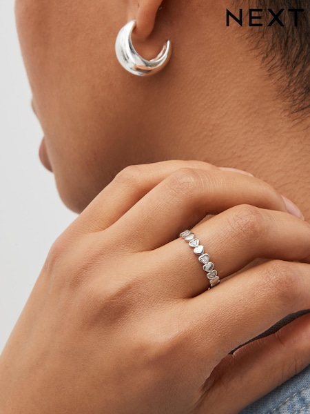 Sterling Silver Heart Sparkle Ring (D24638) | €20