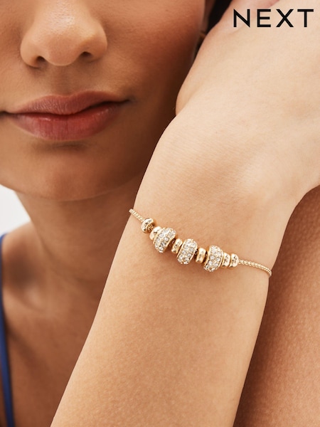 Gold Tone Sparkle Popcorn Beaded Pully Bracelet (D24658) | €13