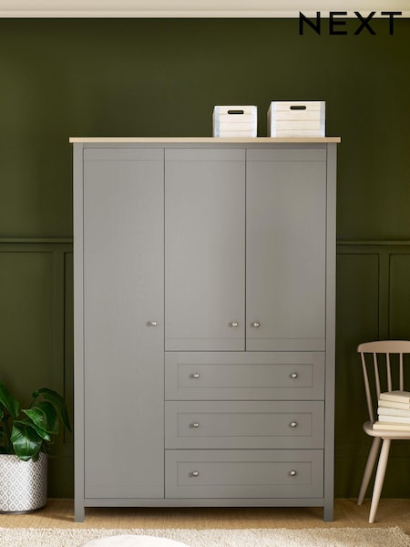 Dove Grey Malvern Paint Effect Triple, 3 drawers Wardrobe (D24826) | €900