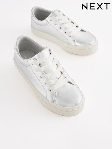 Silver Scallop Detail Lace-Up Trainers (D25028) | € 12 - € 16