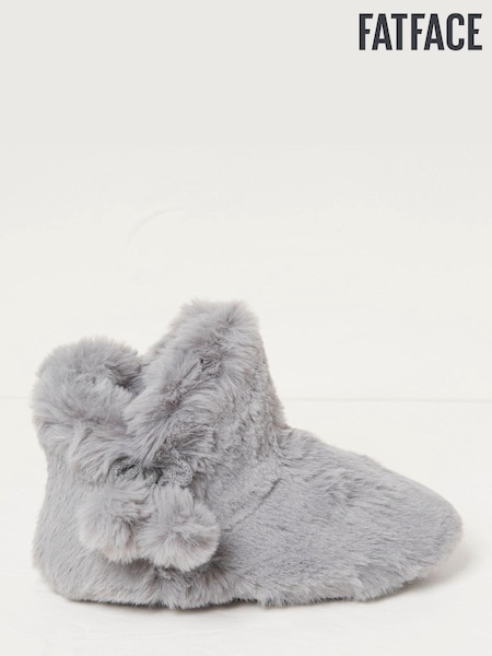 FatFace Grey Farah Faux Fur Slipper Boots (D25172) | €17.50