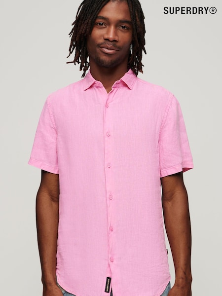 Superdry Pink Studios Casual Linen Short Sleeve Shirt (D25520) | €34