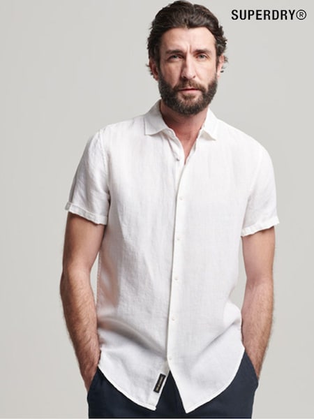 Superdry Optic Studios Casual 100% Linen Short Sleeve Shirt (D25526) | €48