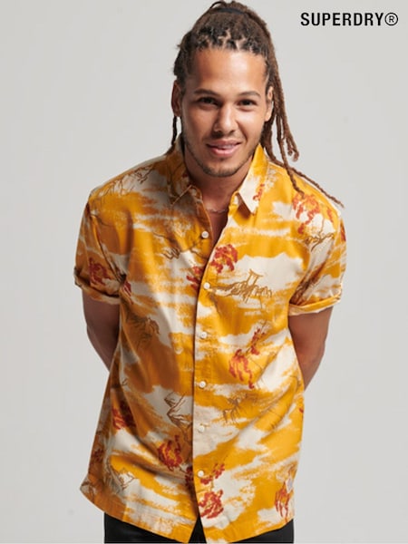 Superdry Yellow Vintage Hawaiian Short Sleeve Shirt (D25581) | €16
