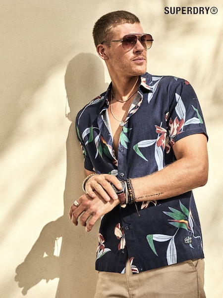 Темно-синій - Superdry Гавайська сорочка з коротким рукавом (D25586) | 2 704 грн