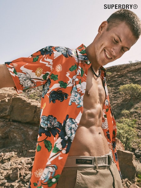 Superdry Orange Vintage Hawaiian Short Sleeve Shirt (D25587) | €27