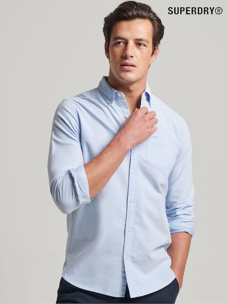 Superdry Classic Blue Oxford 100% Cotton Long Sleeved Oxford Shirt (D25630) | 111 QAR