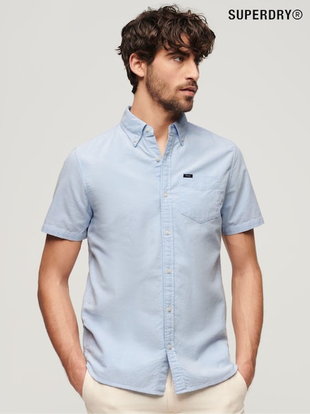 Синий - Superdry Vintage Oxford Short Sleeve 100% Cotton Shirt (D25640) | €68