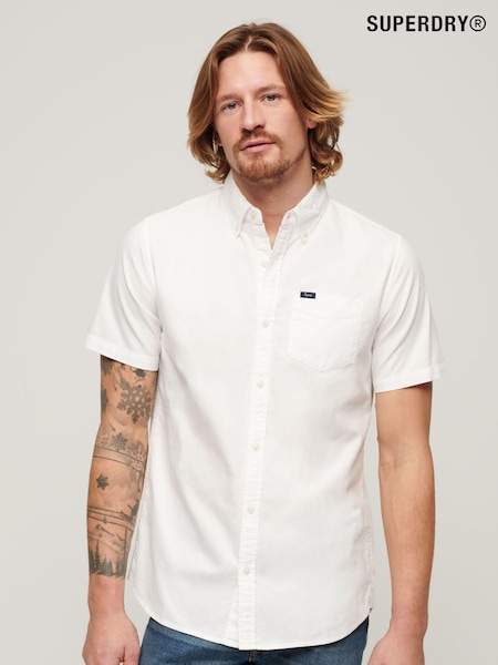 Superdry White Vintage Oxford Short Sleeve 100% Cotton Shirt (D25643) | €68