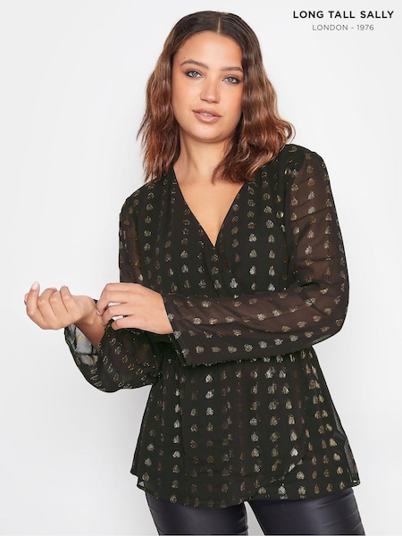 Long Tall Sally Black Spot Wrap Top (D25775) | €15.50