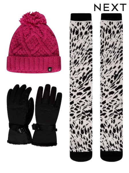 Pink Dare 2b x Next Womens Ski Gloves, Hat And Socks Set (D25932) | €26