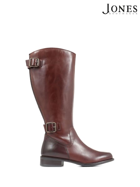 Jones Bootmaker Carrara Wide Calf Fit Brown Leather Boots (D26052) | €114