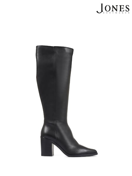 Jones Bootmaker Cagliari Wide Calf Fit Knee High Black Boots (D26057) | AED1,048