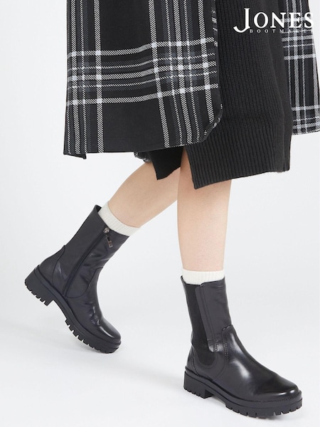 Jones Bootmaker Santina Long Black Leather Chelsea Boots (D26180) | 42 €