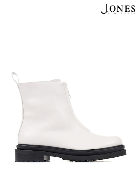 Alb - Jones Bootmaker Lanie Cizme masivă cu fermoar (D26182) | 483 LEI