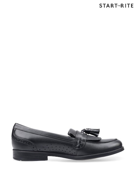 Negru - Pantofi de școală din piele fără închidere pentru fete cu Negru Start Rite - F Fit (D26695) | 186 LEI