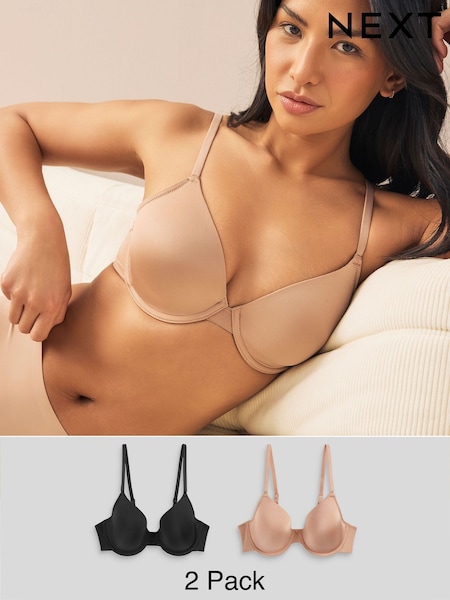 Black/Praline Nude 2 Pack Light Pad Full Cup Smoothing Ultimate Comfort T-Shirt Bra A-E (D26709) | INR 2,436