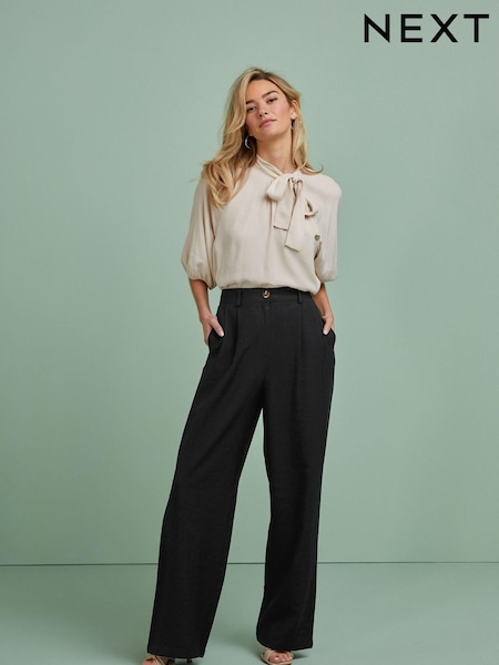 Black Tailored Elastic Back Wide Leg Trousers (D27182) | €16