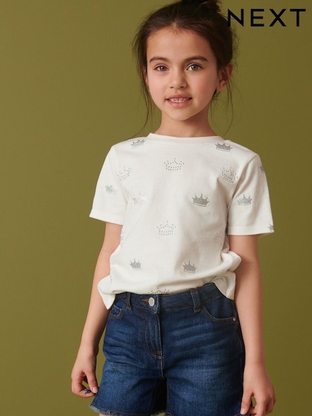 Bež bele bleščice - Crown T-Shirt (3-16yrs) (D27212) | € 6 - € 9
