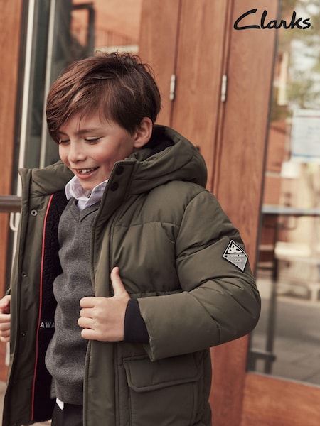 Clarks Khaki Green Boys Padded Coat (D27459) | €61 - €66