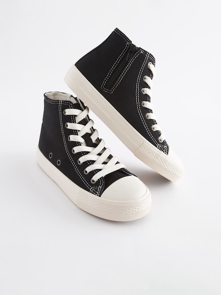 Black Standard Fit (F) Lace-Up High Top Trainers (D27630) | AED64 - AED88