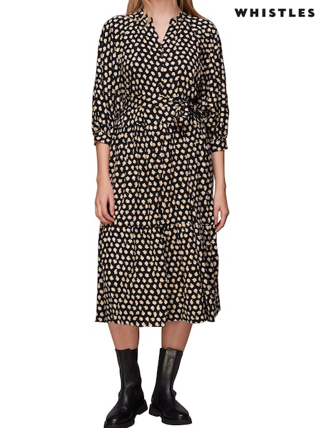 Whistles Twisting Tulips Trapeze Black Dress (D27763) | €72
