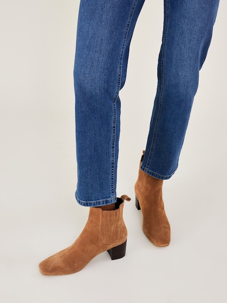 Monsoon Natural Square Toe Suede Chelsea Boots (D27895) | €51