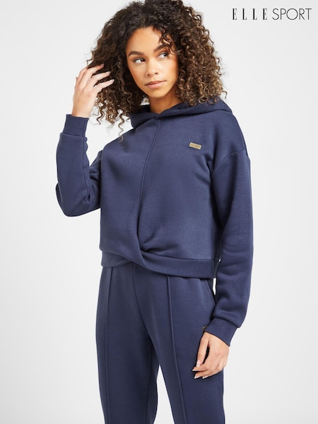 Elle Sport Blue Twist Front Crop Hooded Top (D28124) | €17.50