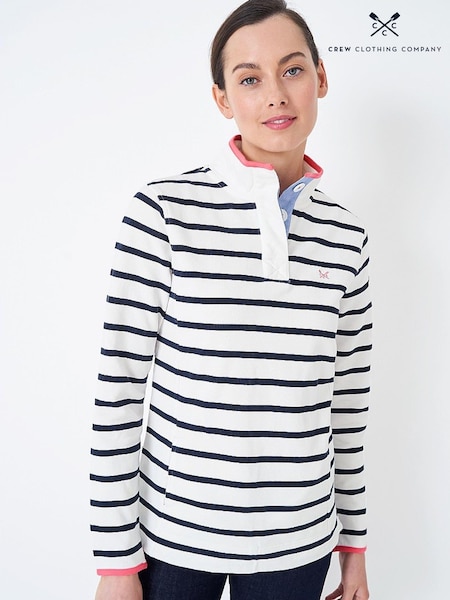 Crew Clothing White Padstow Pique 100% Cotton Sweatshirt (D28420) | 3,304 UAH