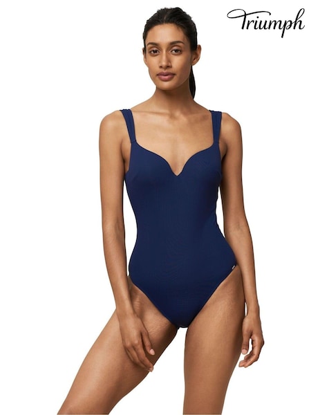 Blau - Triumph Summer Glow Wattierter Badeanzug mit Bügeln (D28463) | 28 €