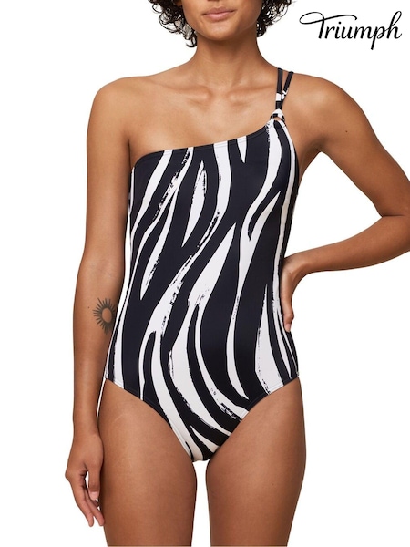 Triumph Black Zebra Print One Shoulder Swimsuit (D28513) | €24