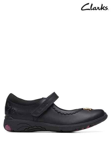 Negru - Pantofi din piele pentru copii multi fit Clarks Relda (D28660) | 343 LEI - 372 LEI