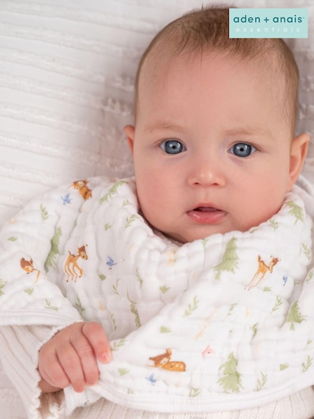 aden + anais Essentials 100% Cotton Muslin Baby Burpy + Friends-Bambi Forest Bib (D29127) | 16 €