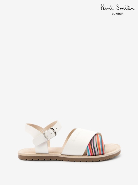 Paul Smith Junior Girls White 'Artist Swirl' Fold Sandals (D29131) | €41.50