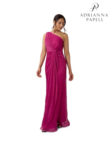 Adrianna Papell Pink Stardust Pleated Draped Gown (D29354) | €313