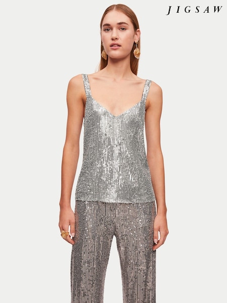 Jigsaw Silver Sequin Cami (D29544) | €79