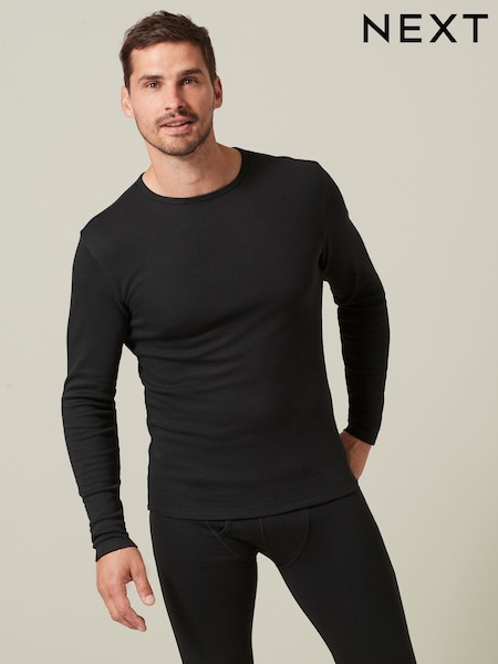 Black Single Thermal Long Sleeve Top 2 Pack (D29702) | AED47